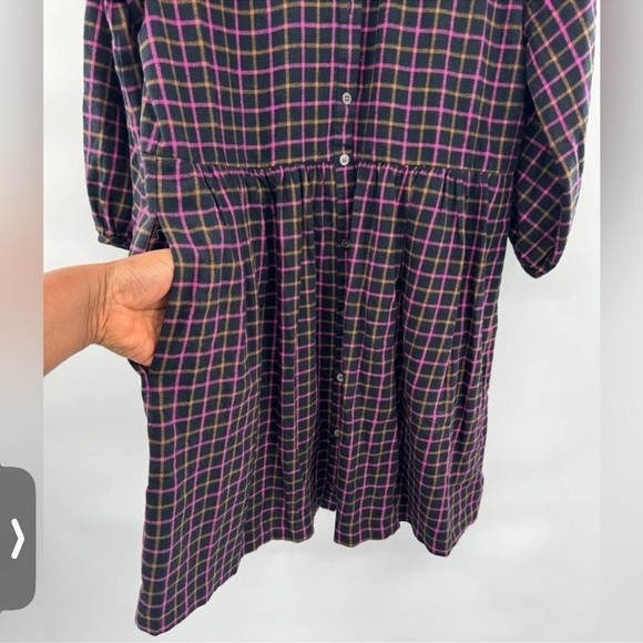 Madewell plaid flannel raglan babydoll dress half sleeve size 2 - Picture 3 of 13